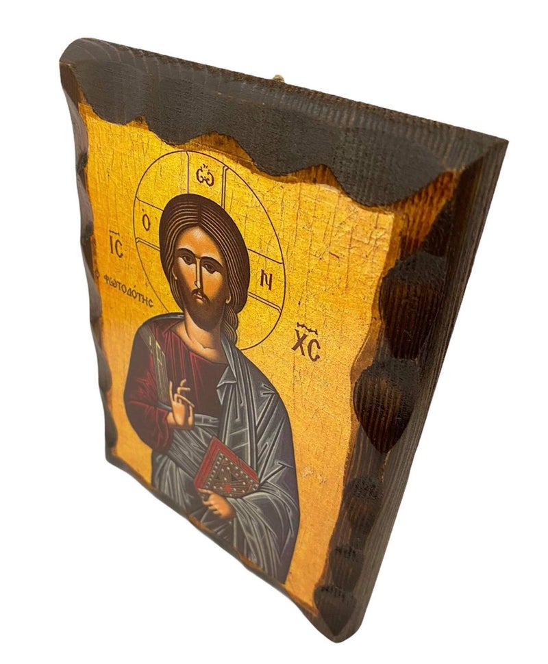 Mastic of Chios مستكة خيوس أيقونة خشبية أرثوذكسية يونانية ليسوع المسيح فوتودوتيس (16 × 12 سم أو 6.3 × 4.7 بوصة) خشب صلب - Image 5